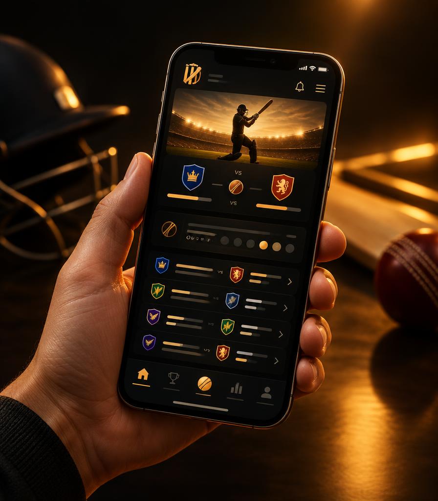Eaglebook365 mobile access for Android and iOS - cricket app on a smartphone